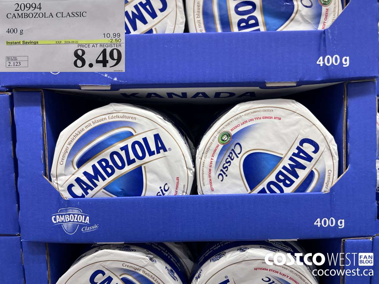 20994 CAMBOZOLA CLASSIC 400 g ($2.50 INSTANT SAVINGS EXPIRES ON 2024-09-01) $8.49