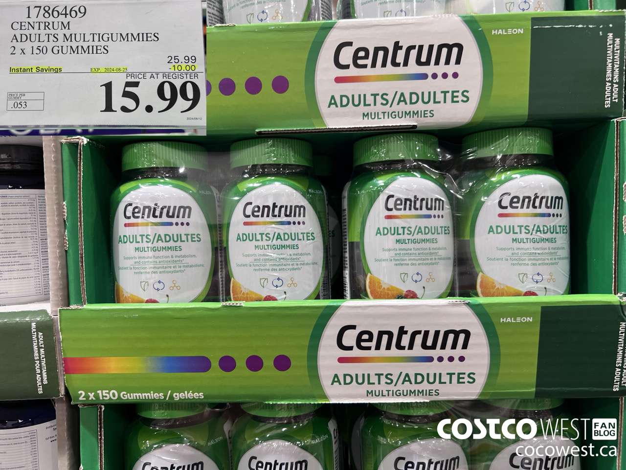 1786469 CENTRUM ADULTS MULTIGUMMIES 2 X 150 GUMMIES ($10.00 INSTANT SAVINGS EXPIRES ON 2024-08-25) $15.99