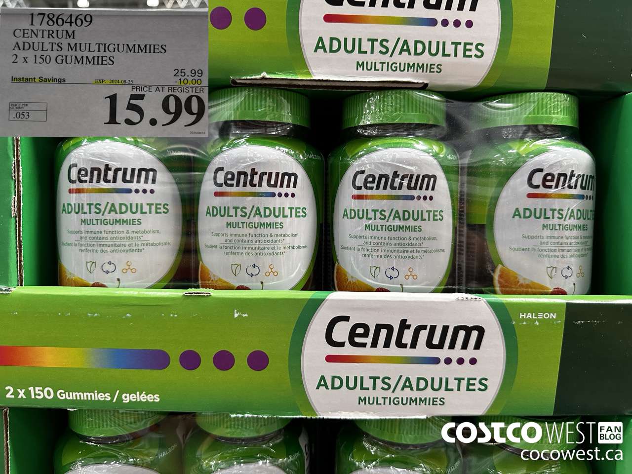 1786469 CENTRUM ADULTS MULTIGUMMIES 2 X 150 GUMMIES ($10.00 INSTANT SAVINGS EXPIRES ON 2024-08-25) $15.99