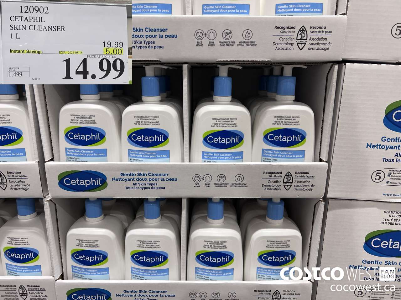 120902 CETAPHIL SKIN CLEANSER 1L ($5.00 INSTANT SAVINGS EXPIRES ON 2024-08-18) $14.99