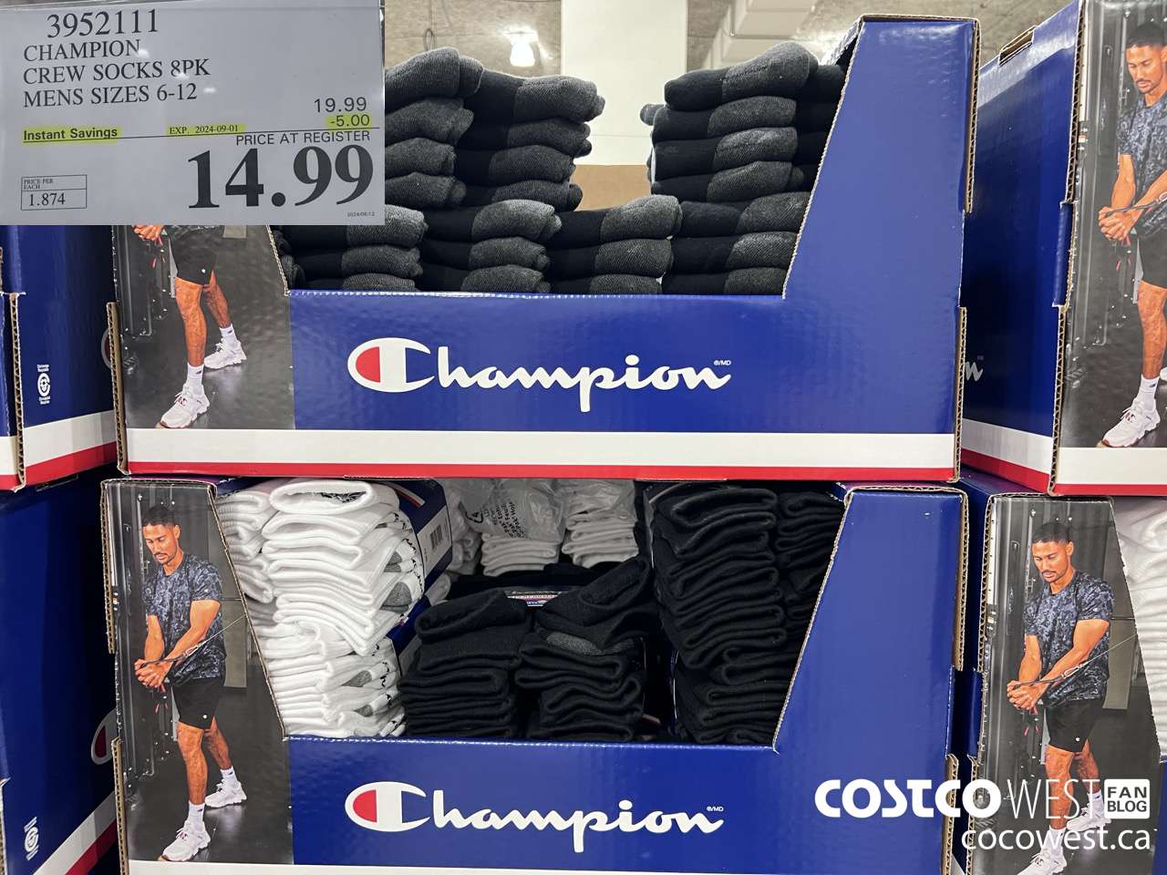 3952111 CHAMPION CREW SOCKS 8PK MENS SIZES 6-12 ($5.00 INSTANT SAVINGS EXPIRES ON 2024-09-01) $14.99