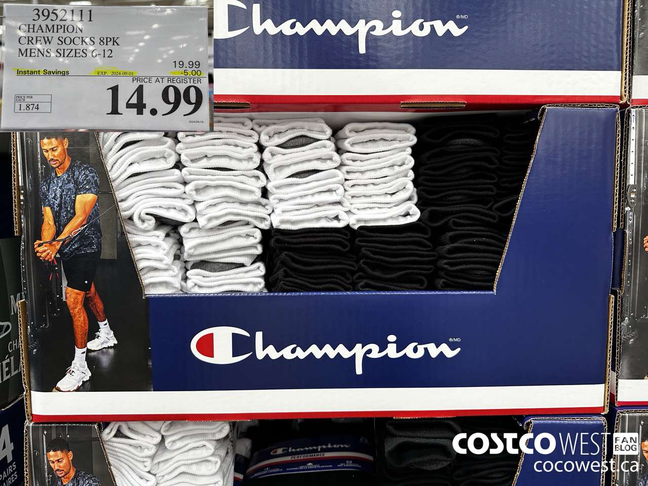 3952111 CHAMPION CREW SOCKS 8PK MENS SIZES 6-12 ($5.00 INSTANT SAVINGS EXPIRES ON 2024-09-01) $14.99