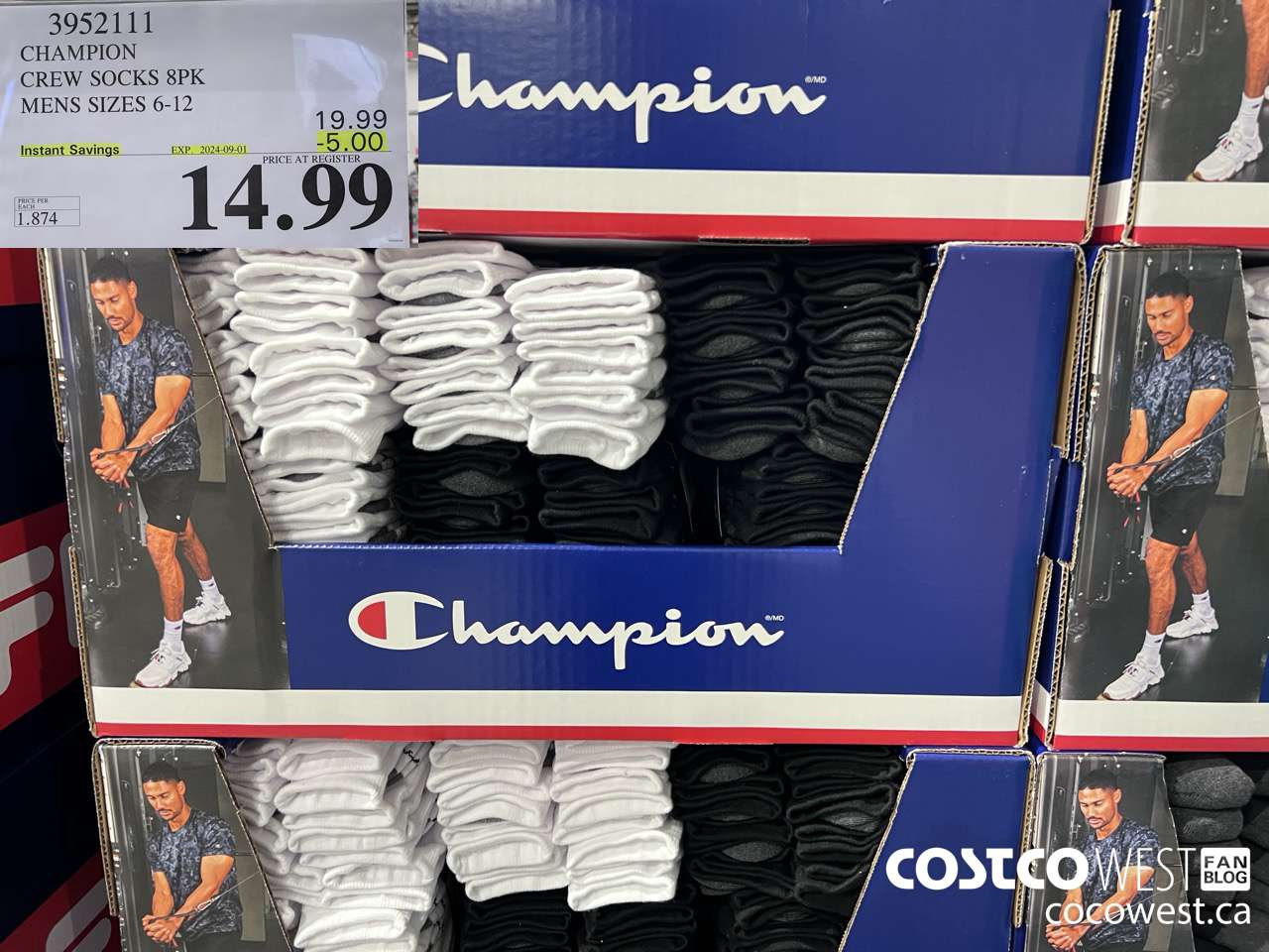 3952111 CHAMPION CREW SOCKS 8PK MENS SIZES 6-12 ($5.00 INSTANT SAVINGS EXPIRES ON 2024-09-01) $14.99