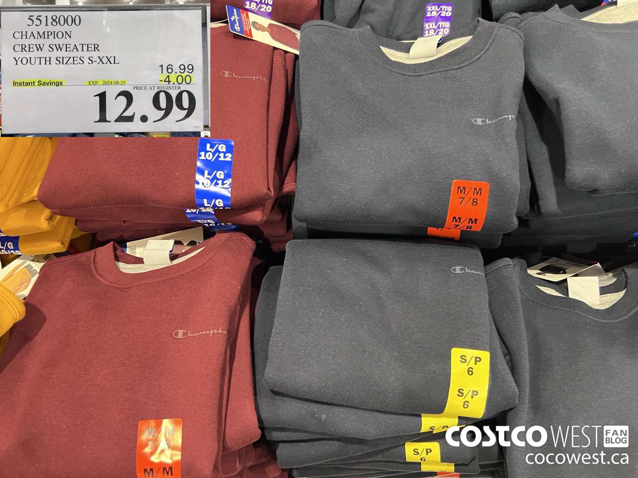 5518000 CHAMPION CREW SWEATER YOUTH SIZES S-XXL ($4.00 INSTANT SAVINGS EXPIRES ON 2024-08-25) $12.99