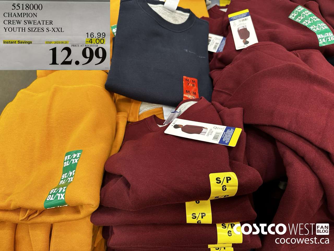 5518000 CHAMPION CREW SWEATER YOUTH SIZES S-XXL ($4.00 INSTANT SAVINGS EXPIRES ON 2024-08-25) $12.99