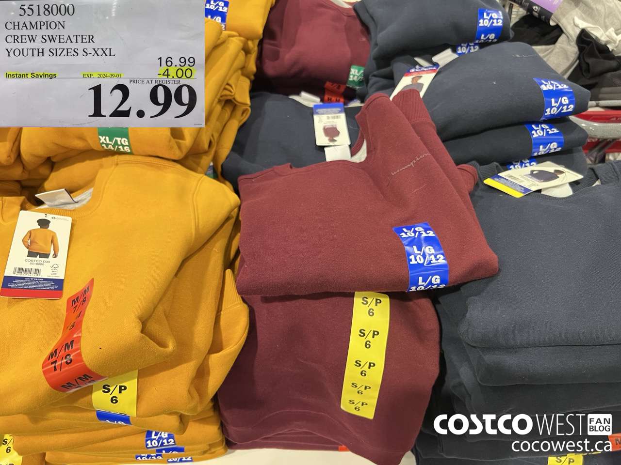 5518000 CHAMPION CREW SWEATER YOUTH SIZES S-XXL ($4.00 INSTANT SAVINGS EXPIRES ON 2024-09-01) $12.99