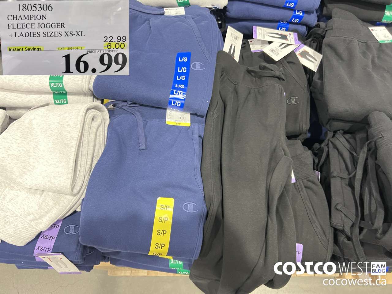 1805306 CHAMPION FLEECE JOGGER LADIES SIZES XS-XL ($6.00 INSTANT SAVINGS EXPIRES ON 2024-08-11) $16.99