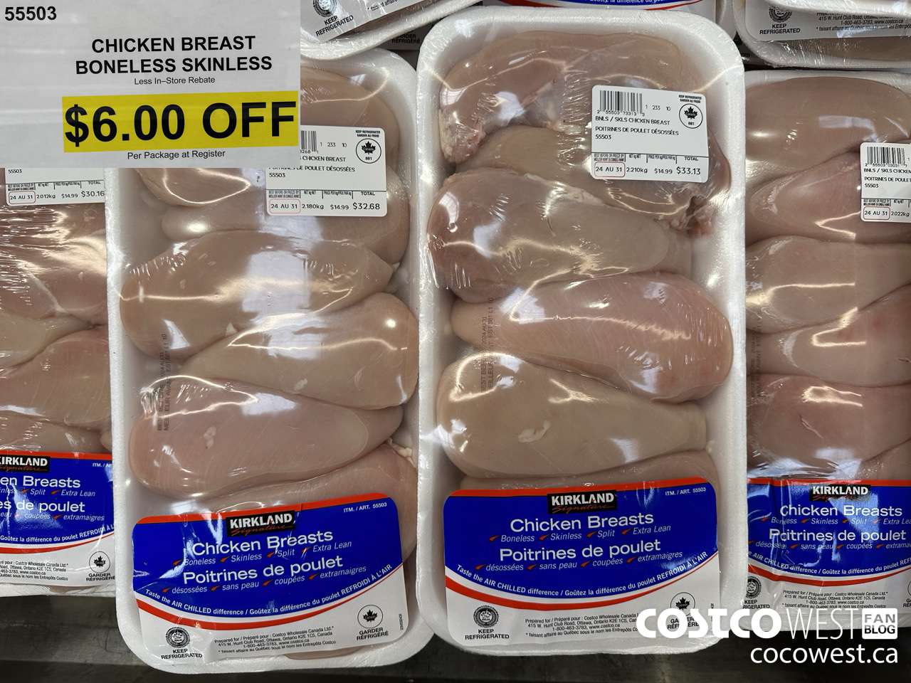 55503 CHICKEN BREASTS BONELESS SKINLESS ($6.00 INSTANT SAVINGS)