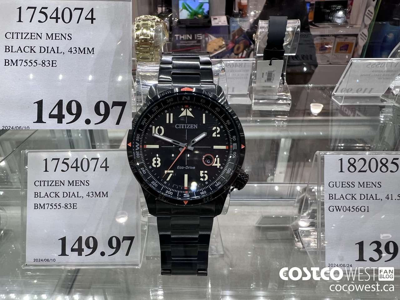 1754074 CITIZEN MENS BLACK DIAL, 43MM BM7555-83E $149.97