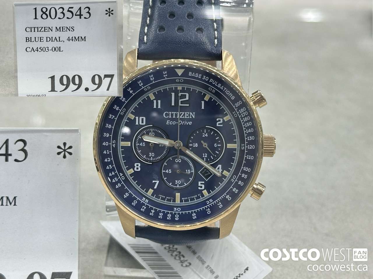 1803543 CITIZEN MENS BLUE DIAL, 44MM CA4503-00L $199.97