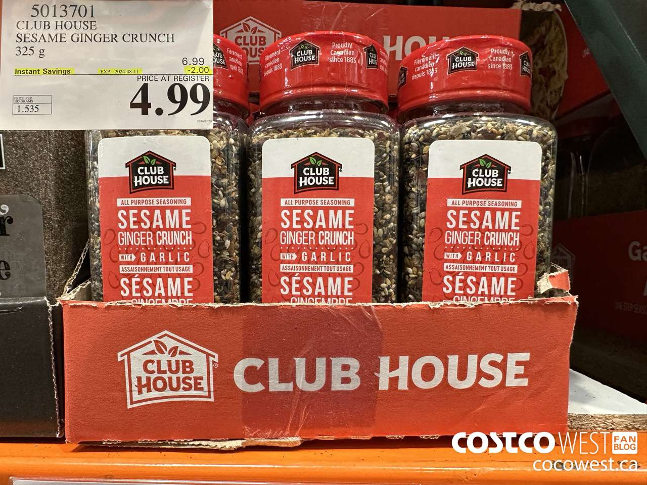 5013701 CLUB HOUSE SESAME GINGER CRUNCH 306 g ($2.00 INSTANT SAVINGS EXPIRES ON 2024-08-11) $4.99