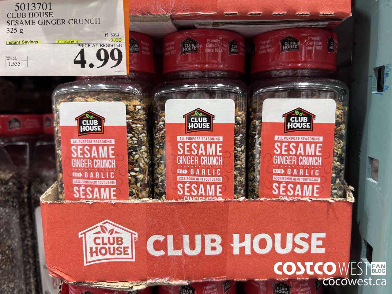 5013701 CLUB HOUSE SESAME GINGER CRUNCH 306 g ($2.00 INSTANT SAVINGS EXPIRES ON 2024-08-11) $4.99