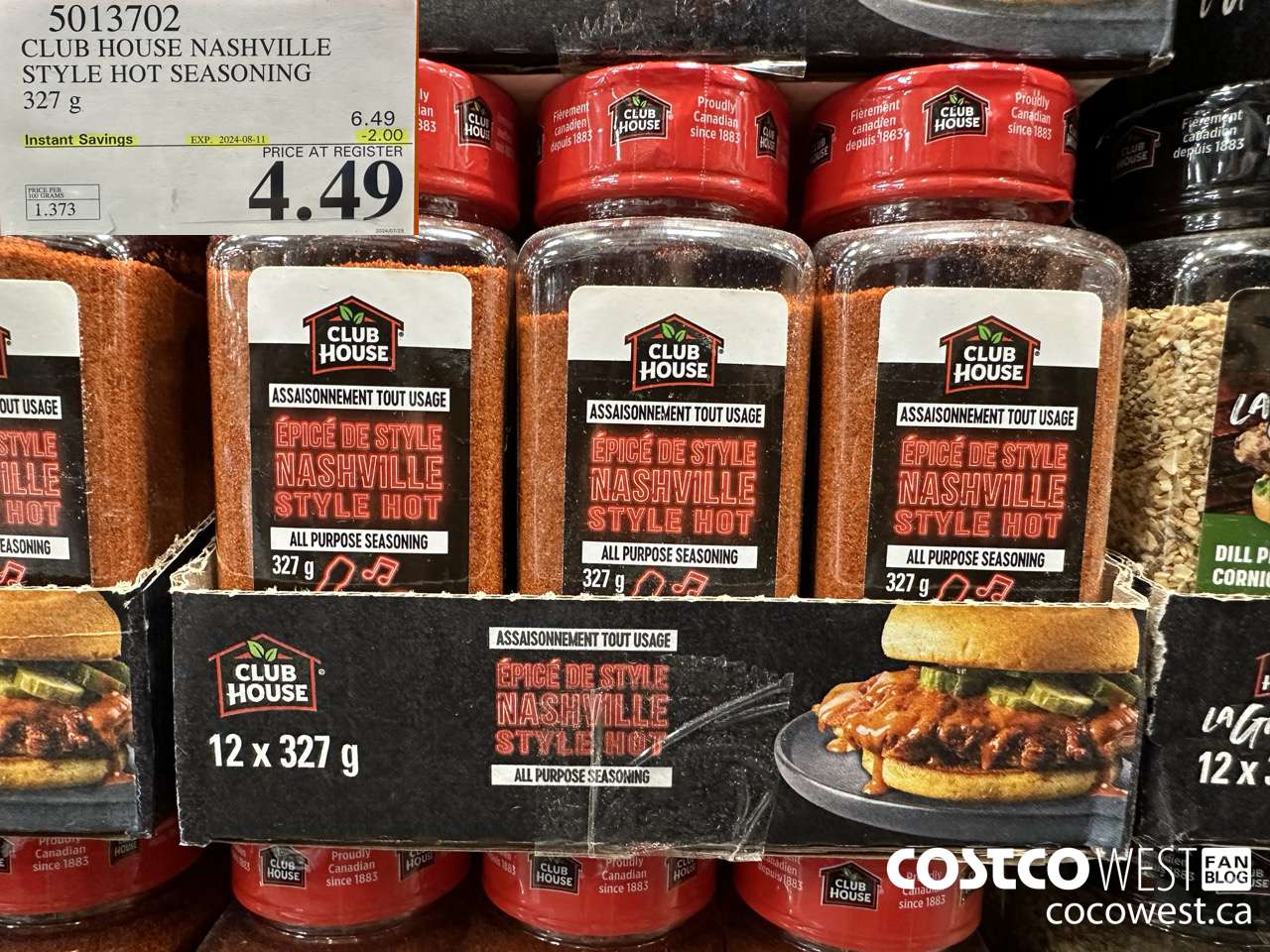 5013702 CLUB STYLE NASHVILLE STYLE HOT SEASONING 327G ($2.00 INSTANT SAVINGS EXPIRES ON 2024-08-11) $4.49