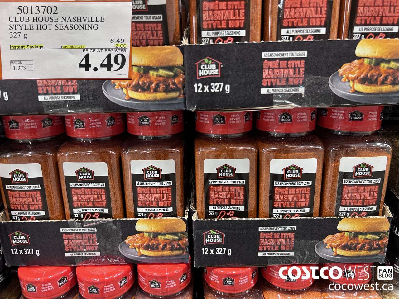 5013702 CLUB STYLE NASHVILLE STYLE HOT SEASONING 327G ($2.00 INSTANT SAVINGS EXPIRES ON 2024-08-11) $4.49