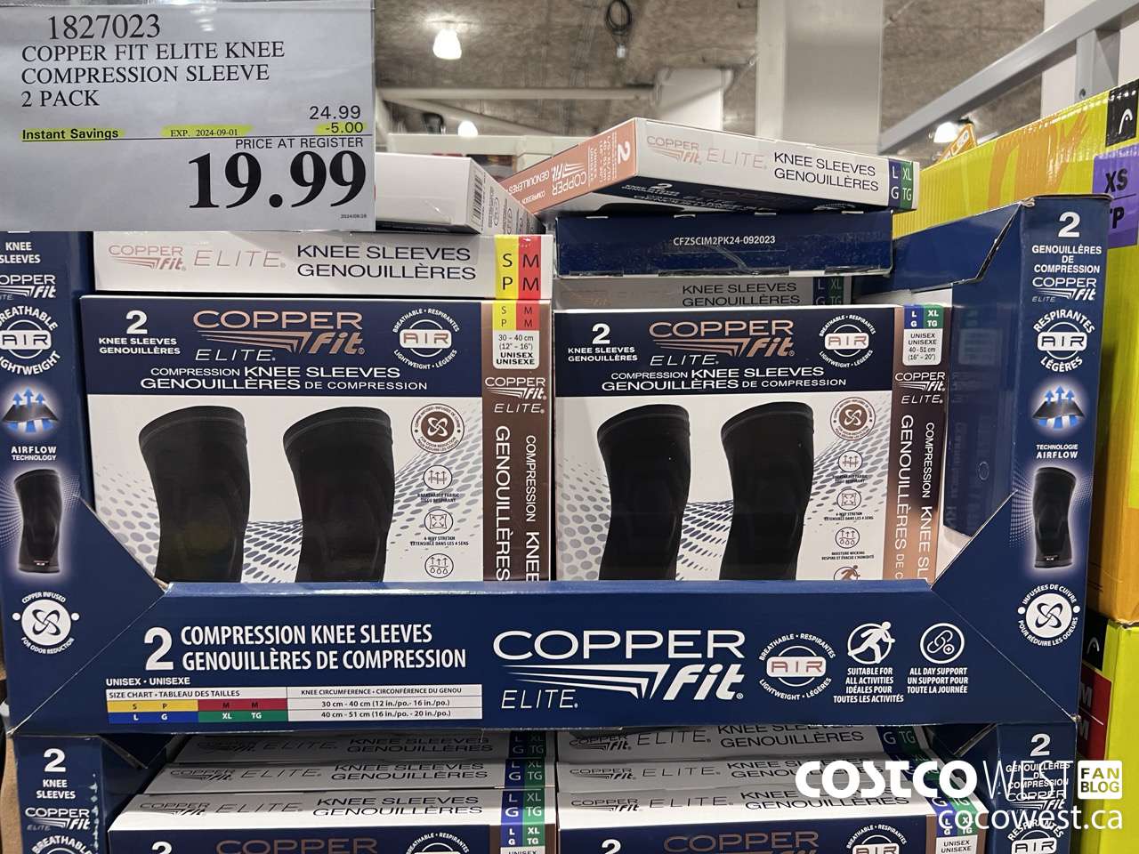 1827023 COPPER FIT ELITE KNEE COMPRESSION SLEEVE 2 PACK ($5.00 INSTANT SAVINGS EXPIRES ON 2024-09-01) $19.99