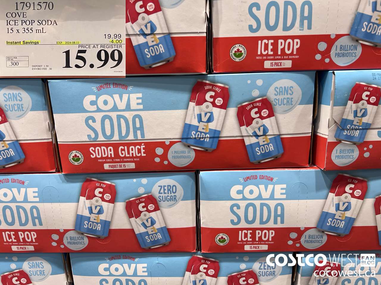 1791570 COVE ICE POP SODA 15 X 355 ML ($4.00 INSTANT SAVINGS EXPIRES ON 2024-08-11) $15.99