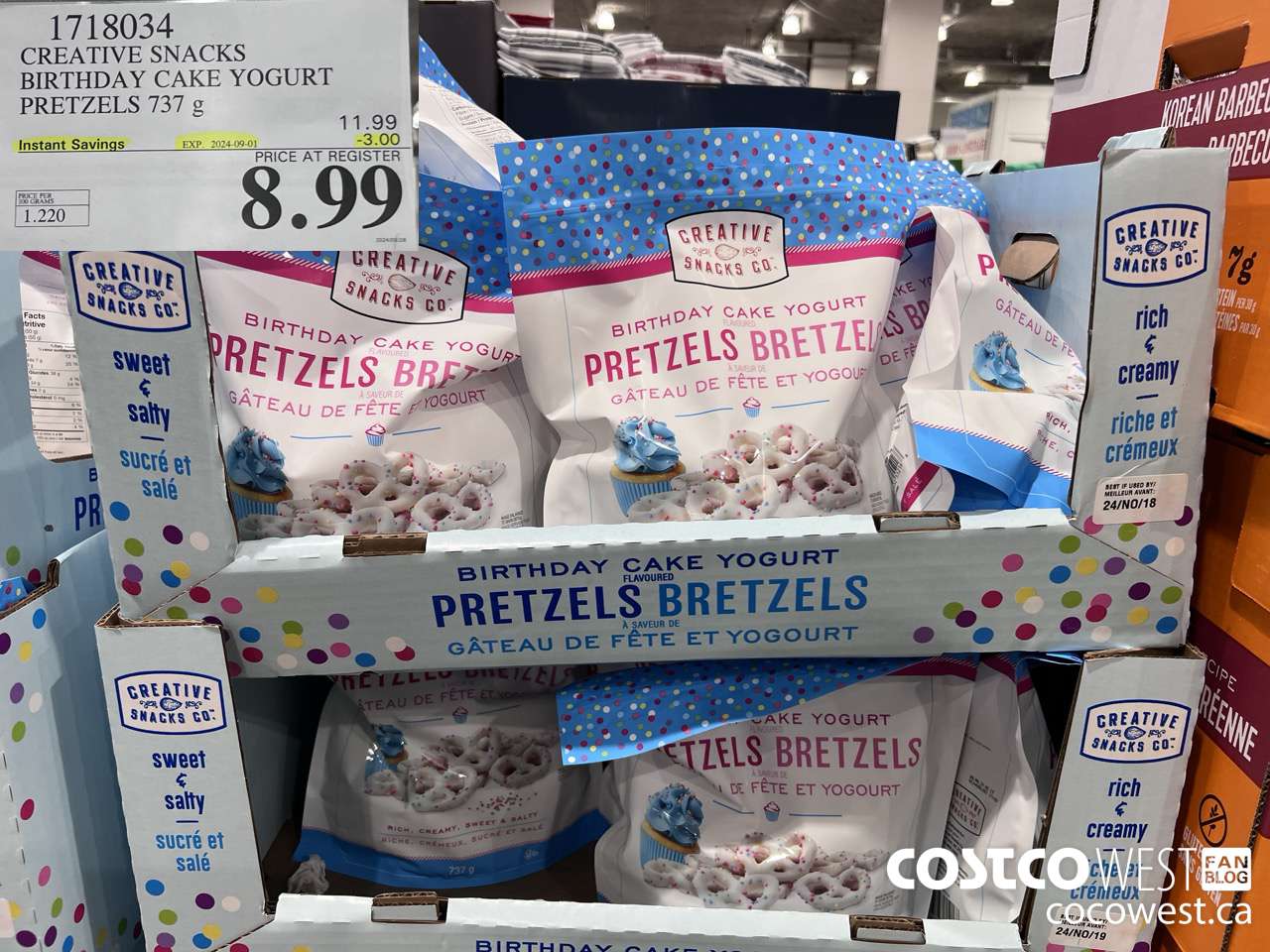 1718034 CREATIVE SNACKS BIRTHDAY CAKE YOGURT PRETZELS 737G ($3.00 INSTANT SAVINGS EXPIRES ON 2024-09-01) $8.99