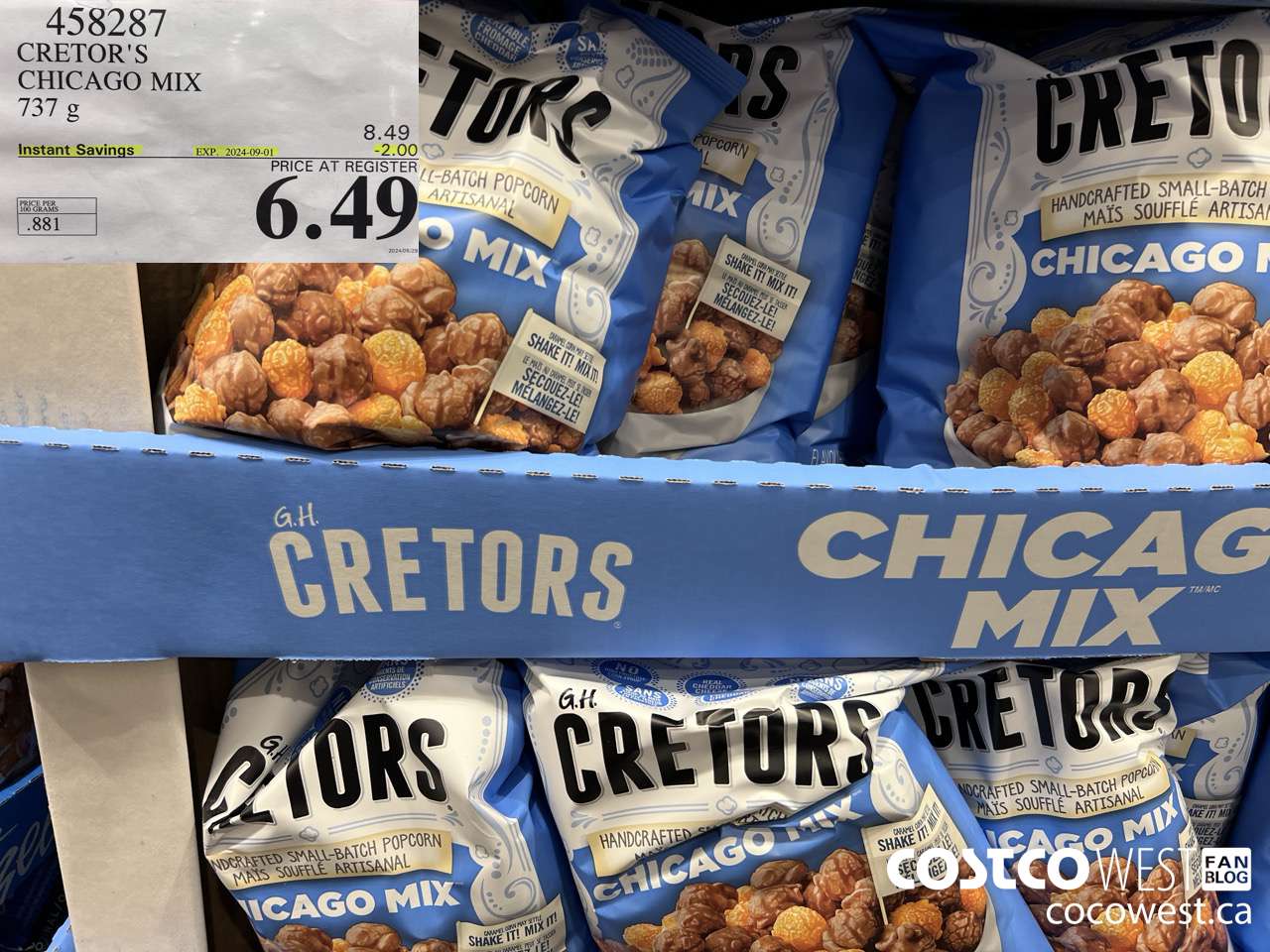 458287 CRETOR'S CHICAGO MIX 737 G ($2.00 INSTANT SAVINGS EXPIRES ON 2024-09-01) $6.49