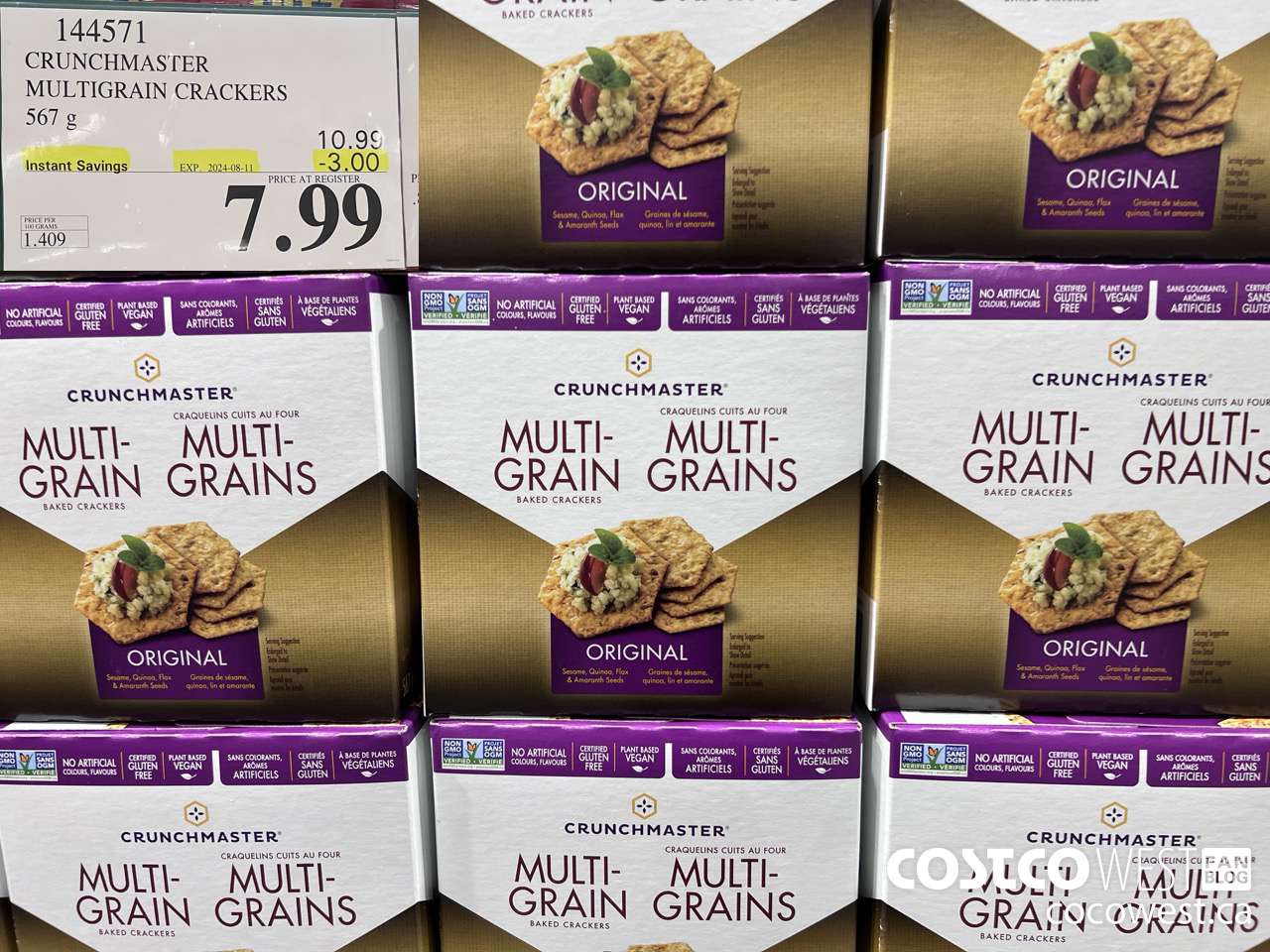 144571 CRUNCHMASTER MULTIGRAIN CRACKERS 567 G ($3.00 INSTANT SAVINGS EXPIRES ON 2024-08-11) $7.99