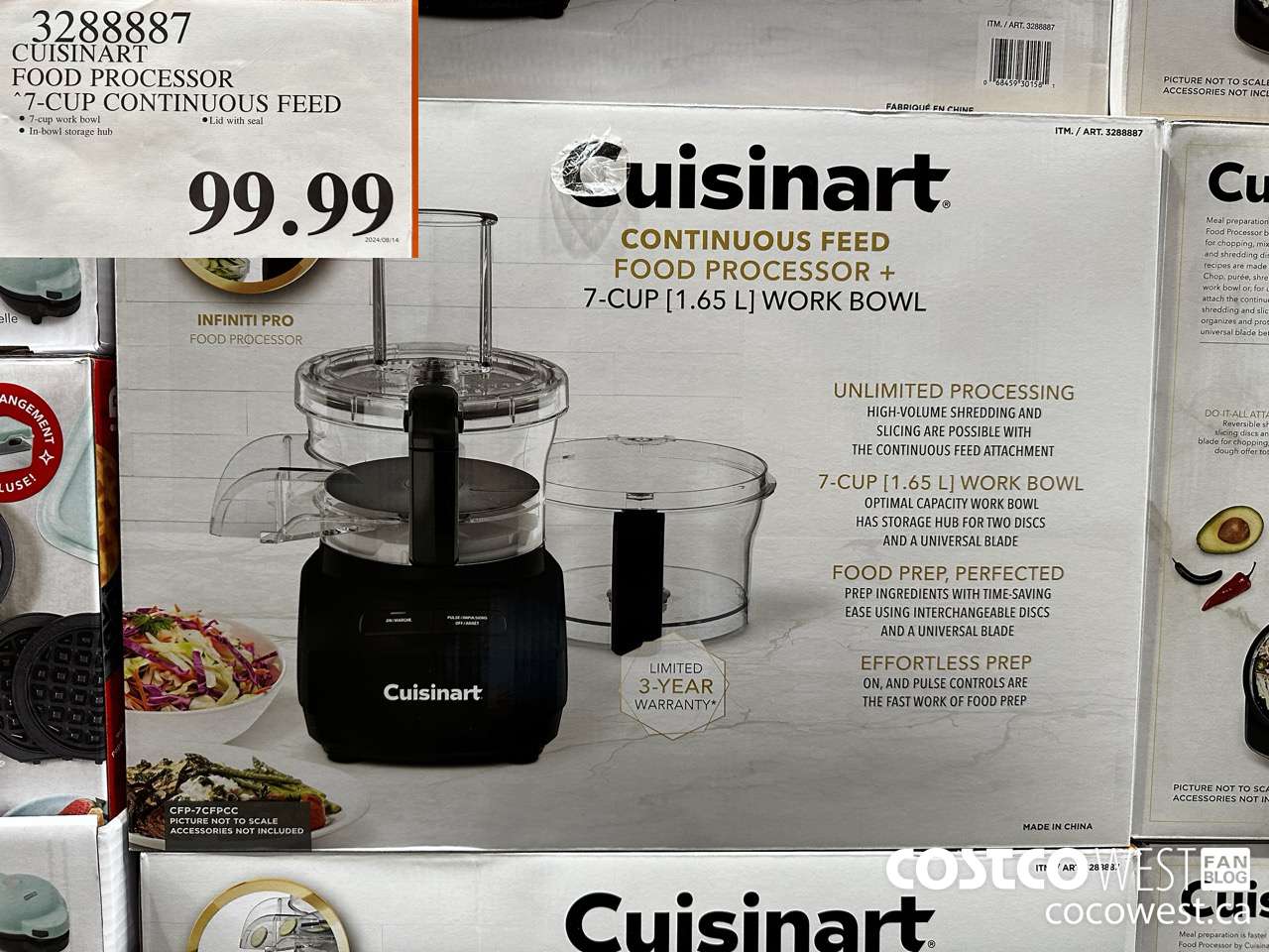 3288887 CUISINART FOOD PROCESSOR 7-CUP CONTINUOUS FEED $99.99