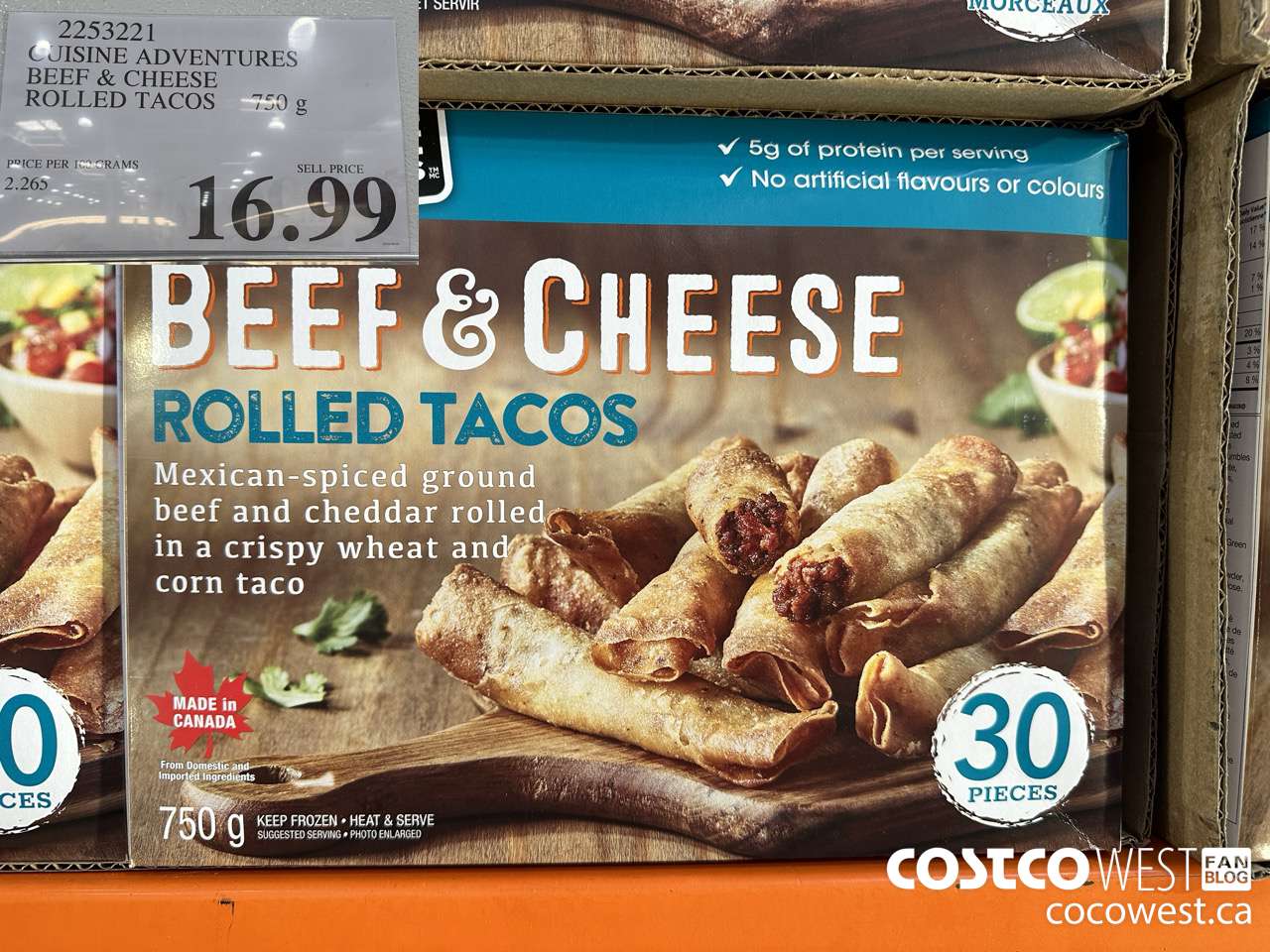 2253221 CUISINE ADVENTURES BEEF & CHEESE ROLLED TACOS 750G $16.99