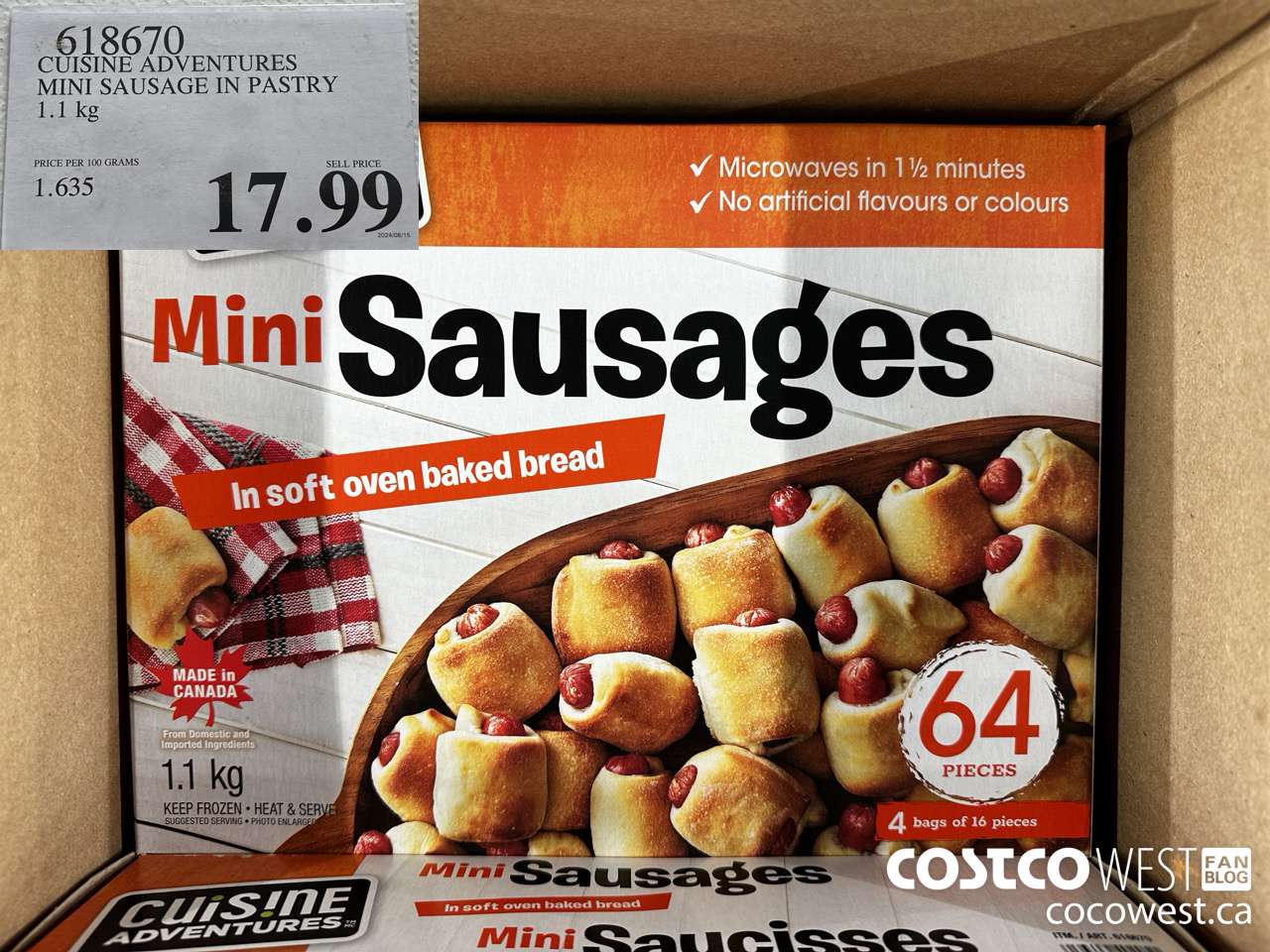 618670 CUISINE ADVENTURES MINI SAUSAGE IN PASTRY 1.1KG $17.99