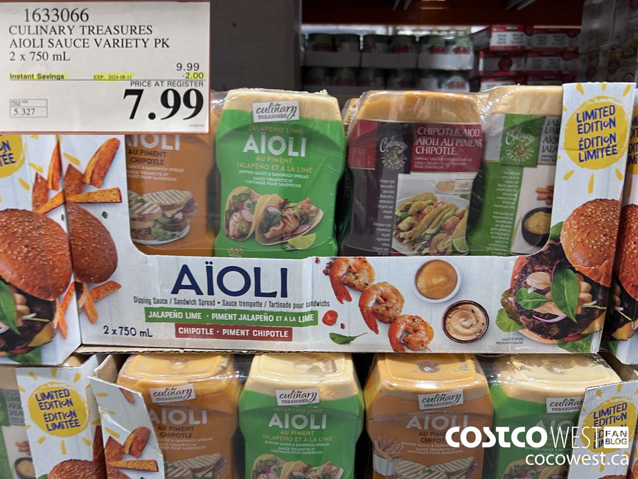 1633066 CULINARY TREASURES AIOLI SAUCE VARIETY PK 2 X 750ML ($2.00 INSTANT SAVINGS EXPIRES ON 2024-08-11) $7.99