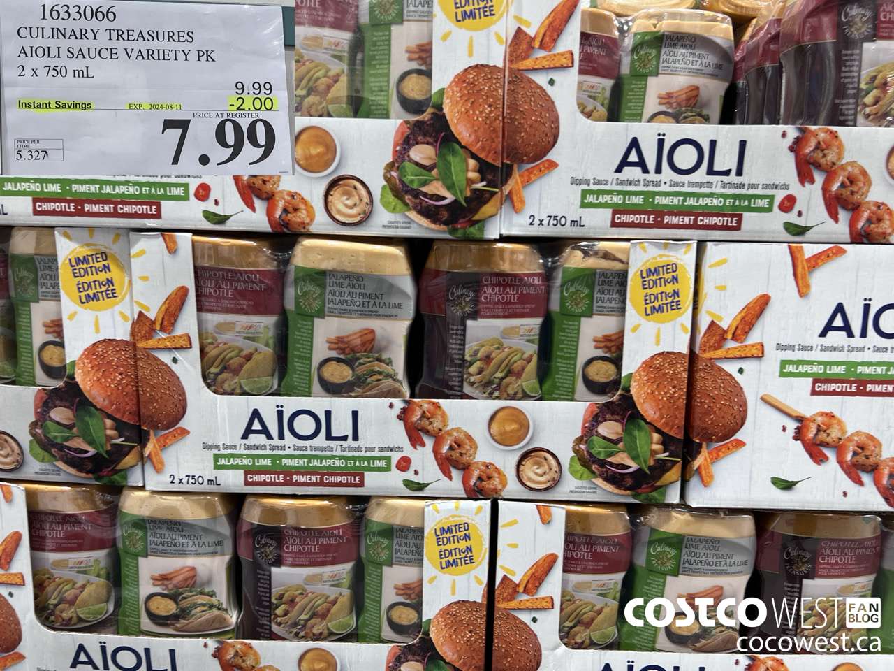 1633066 CULINARY TREASURES AIOLI SAUCE VARIETY PK 2 X 750ML ($2.00 INSTANT SAVINGS EXPIRES ON 2024-08-11) $7.99