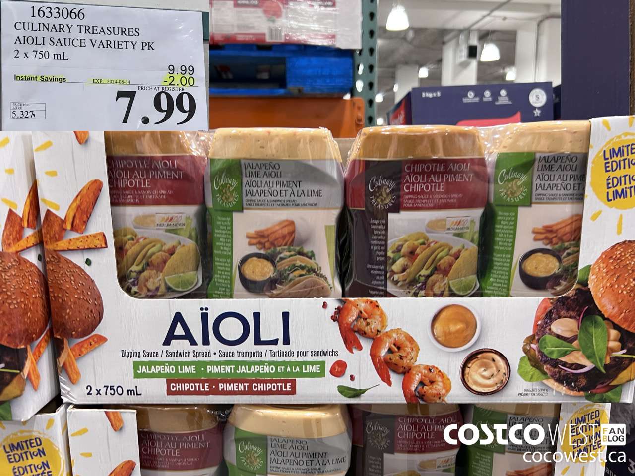 1633066 CULINARY TREASURES AIOLI SAUCE VARIETY PK 2 X 750ML ($2.00 INSTANT SAVINGS EXPIRES ON 2024-08-14) $7.99