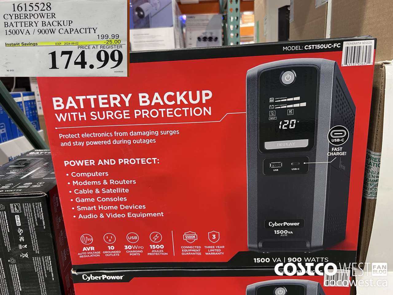 1615528 CYBERPOWER BATTERY BACKUP CST150UC ($25.00 INSTANT SAVINGS EXPIRES ON 2024-09-02) $174.99