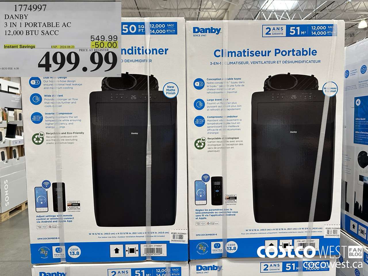 1774997 DANBY 3 IN 1 PORTABLE AC 12,000 BTU SACC ($50.00 INSTANT SAVINGS EXPIRES ON 2024-08-23) $499.99