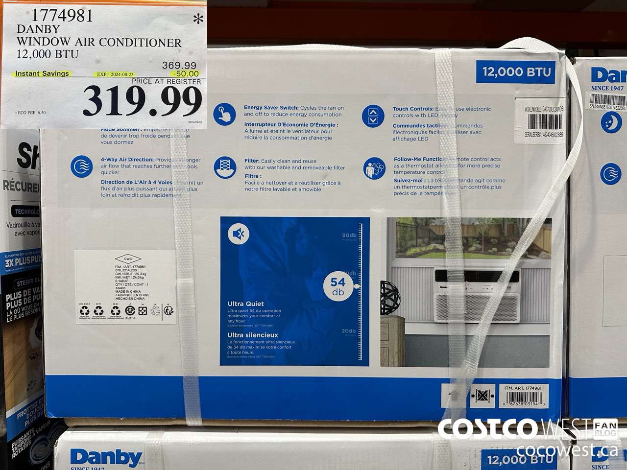1774981 DANBY WINDOW AIR CONDITIONER 12,000 BTU ($50.00 INSTANT SAVINGS EXPIRES ON 2024-08-23) $319.99