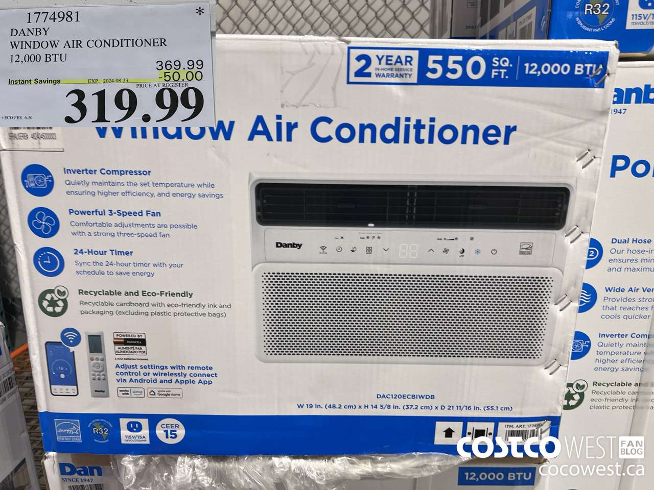 1774981 DANBY WINDOW AIR CONDITIONER 12,000 BTU ($50.00 INSTANT SAVINGS EXPIRES ON 2024-08-23) $319.99