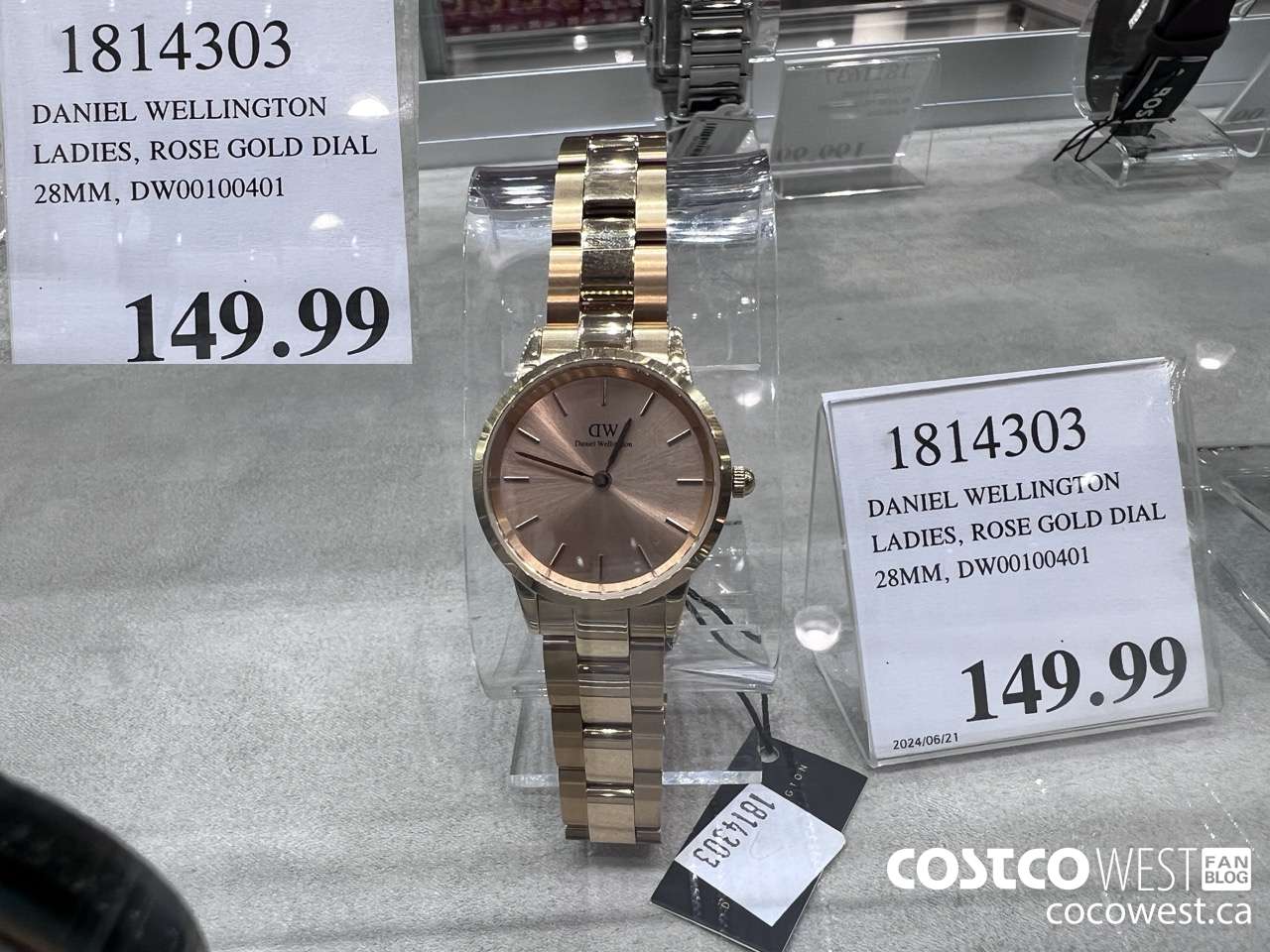 1814303 DANIEL WELLINGTON LADIES, ROSE GOLD DIAL 28MM, DW00100401 $149.99