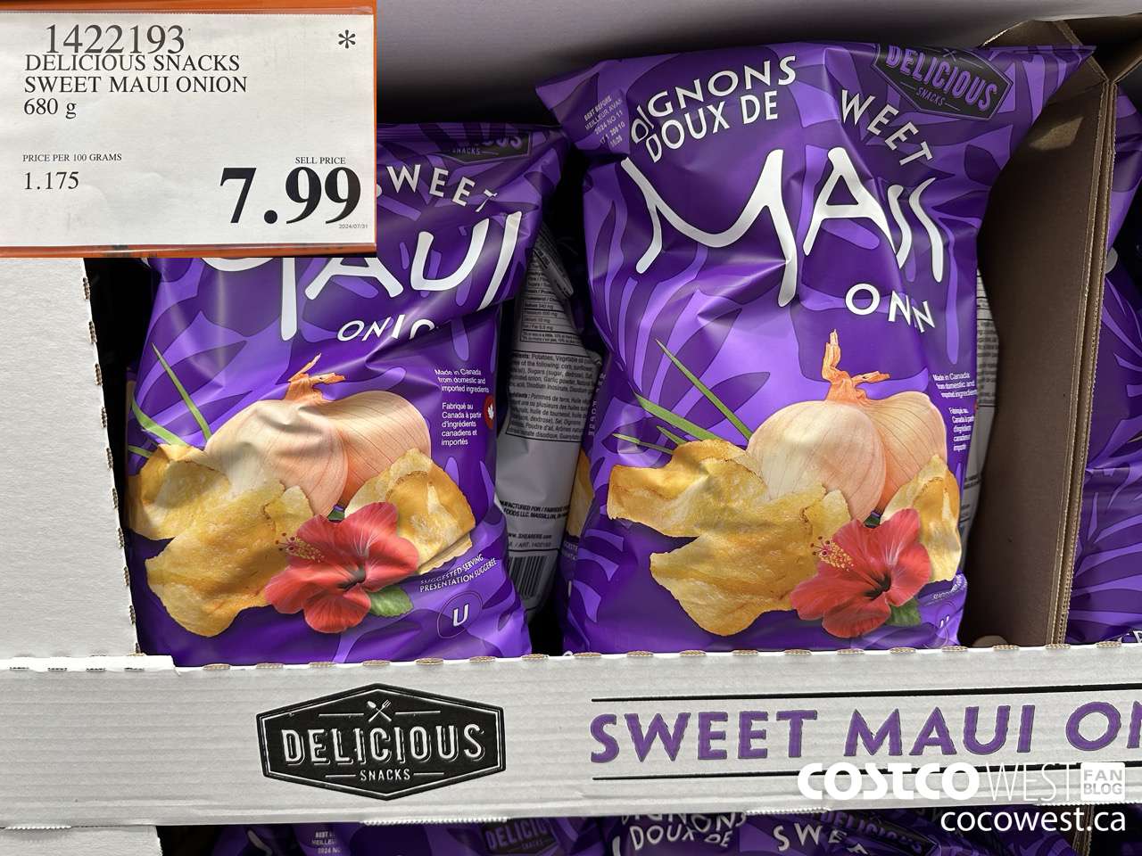 1422193 DELICIOUS SNACKS SWEET MAUI ONION 680 g $7.99