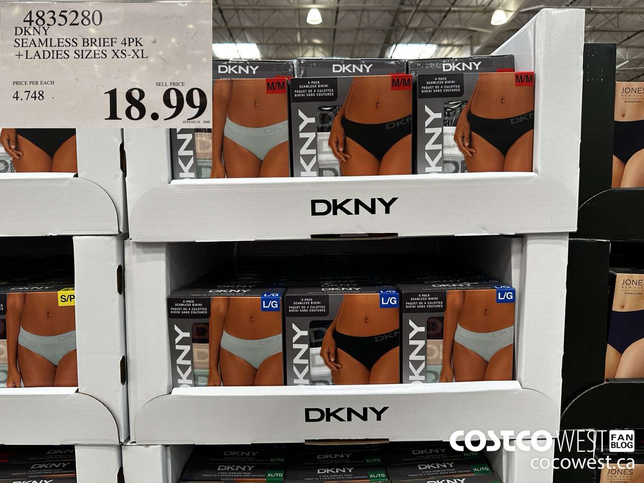 4835280 DKNY SEAMLESS BRIEF 4PK LADIES SIZES XS-XL $18.99