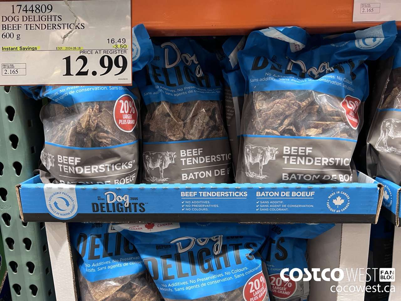 1744809 DOG DELIGHTS BEEF TENDERSTICKS 600G ($3.50 INSTANT SAVINGS EXPIRES ON 2024-08-18) $12.99