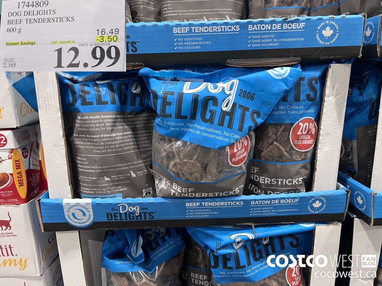 1744809 DOG DELIGHTS BEEF TENDERSTICKS 600G ($3.50 INSTANT SAVINGS EXPIRES ON 2024-08-18) $12.99