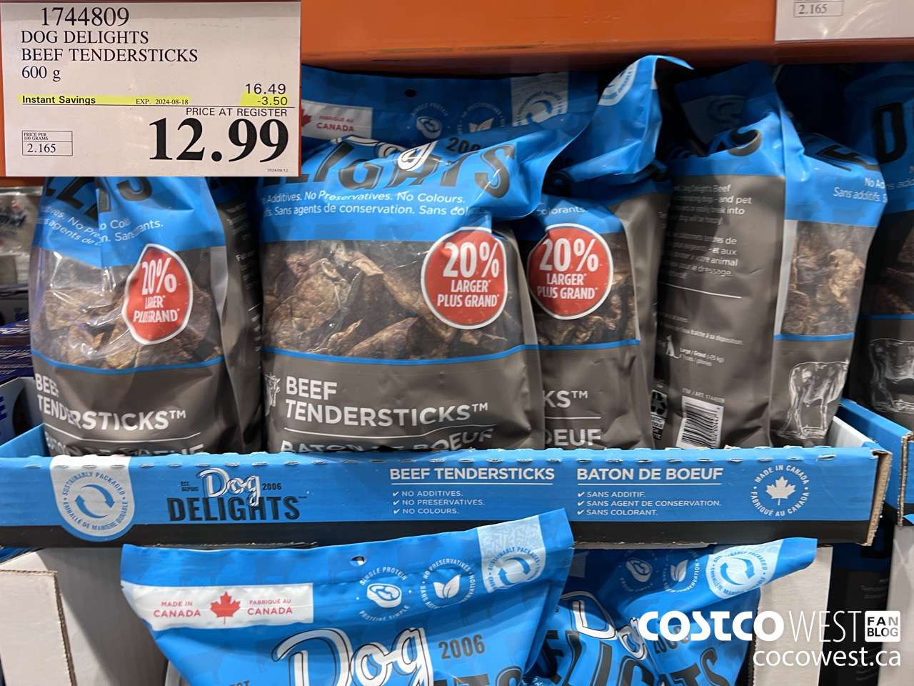 1744809 DOG DELIGHTS BEEF TENDERSTICKS 600G ($3.50 INSTANT SAVINGS EXPIRES ON 2024-08-18) $12.99