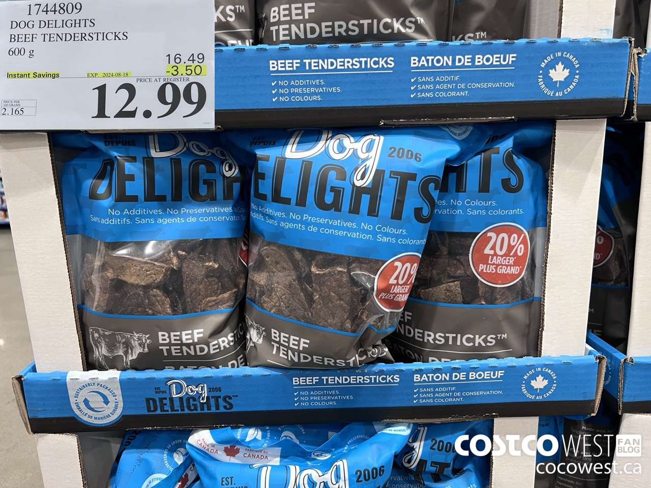 1744809 DOG DELIGHTS BEEF TENDERSTICKS 600G ($3.50 INSTANT SAVINGS EXPIRES ON 2024-08-18) $12.99