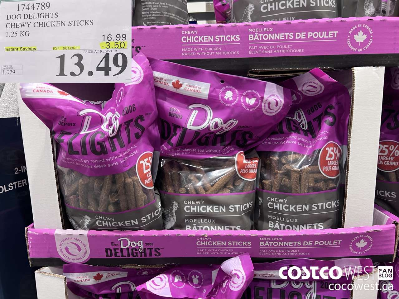 1744789 DOG DELIGHTS CHEWY CHICKEN STICKS 1.25 KG ($3.50 INSTANT SAVINGS EXPIRES ON 2024-08-18) $13.49