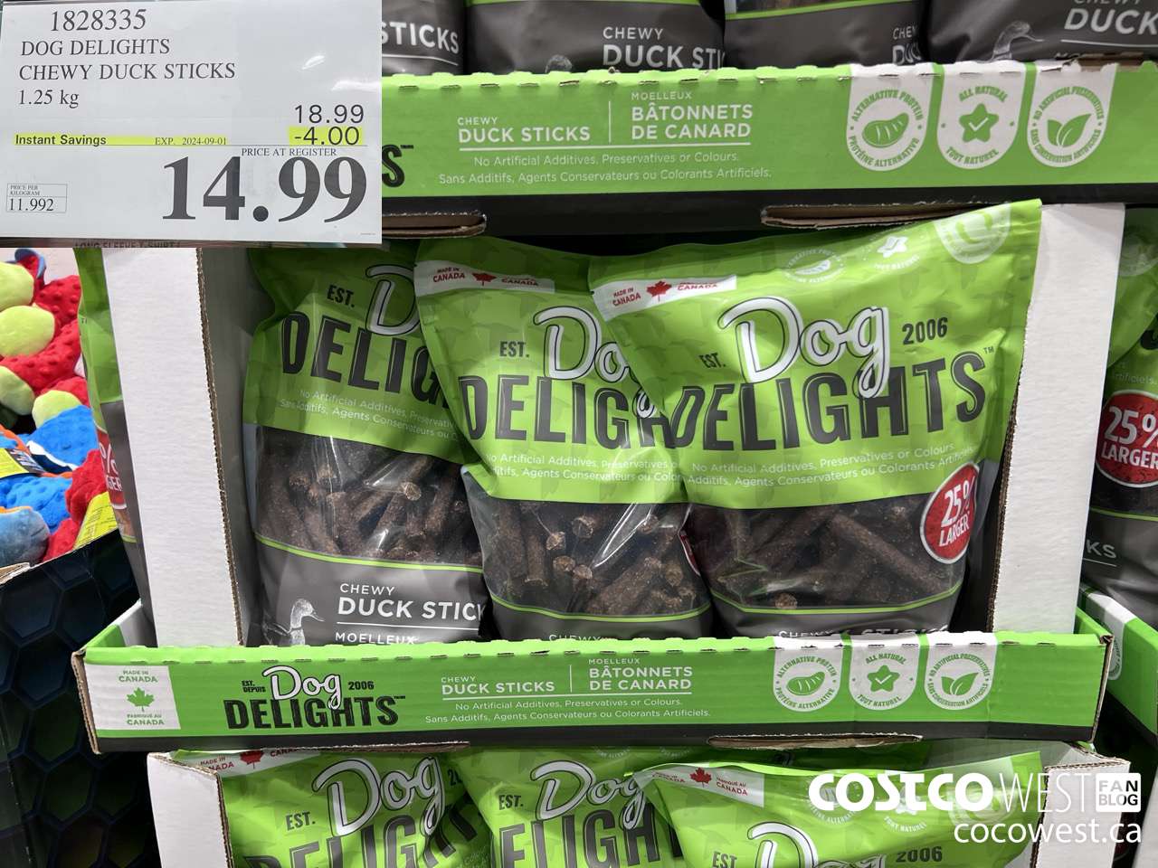 1828335 DOG DELIGHTS CHEWY DUCK STICKS 1.25KG ($4.00 INSTANT SAVINGS EXPIRES ON 2024-09-01) $14.99