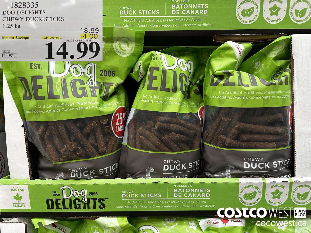 1828335 DOG DELIGHTS CHEWY DUCK STICKS 1.25KG ($4.00 INSTANT SAVINGS EXPIRES ON 2024-09-01) $14.99