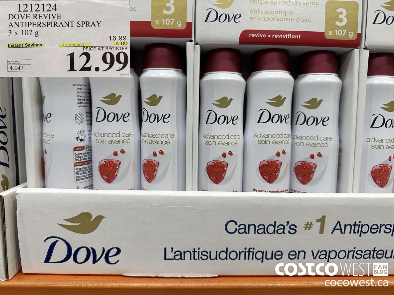 1212124 DOVE REVIVE ANTIPERSPIRANT SPRAY 3 X 107 G ($4.00 INSTANT SAVINGS EXPIRES ON 2024-08-04) $12.99