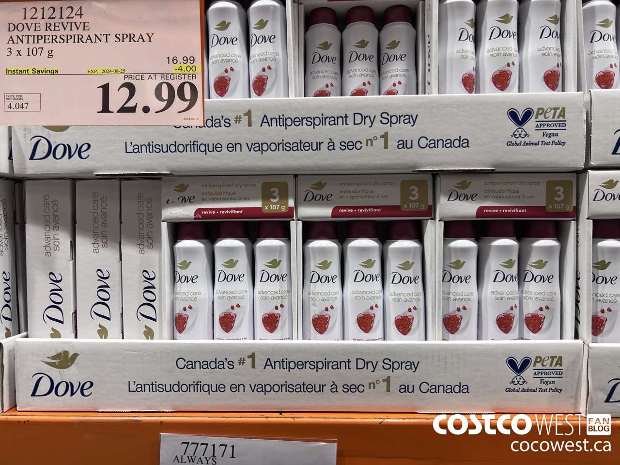 1212124 DOVE REVIVE ANTIPERSPIRANT SPRAY 3 X 107 G ($4.00 INSTANT SAVINGS EXPIRES ON 2024-08-25) $12.99