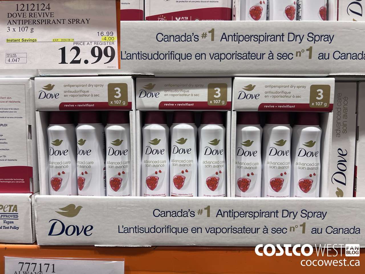 1212124 DOVE REVIVE ANTIPERSPIRANT SPRAY 3 X 107 G ($4.00 INSTANT SAVINGS EXPIRES ON 2024-08-25) $12.99