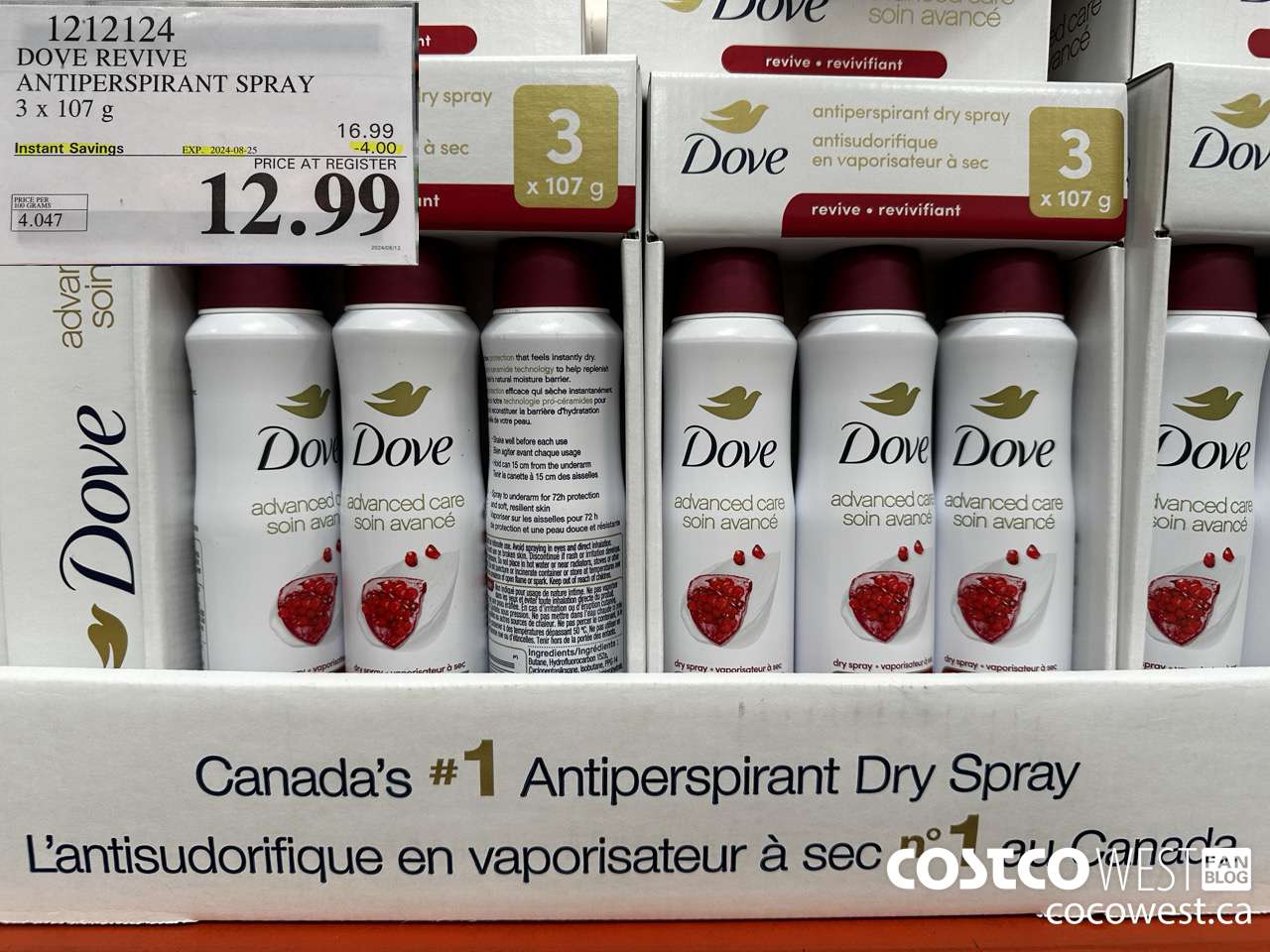 1212124 DOVE REVIVE ANTIPERSPIRANT SPRAY 3 X 107 G ($4.00 INSTANT SAVINGS EXPIRES ON 2024-08-25) $12.99