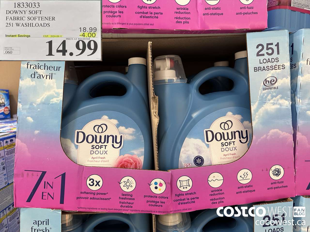 1833033 DOWNY SOFT FABRIC SOFTENER 251 WASHLOADS ($4.00 INSTANT SAVINGS EXPIRES ON 2024-08-11) $14.99