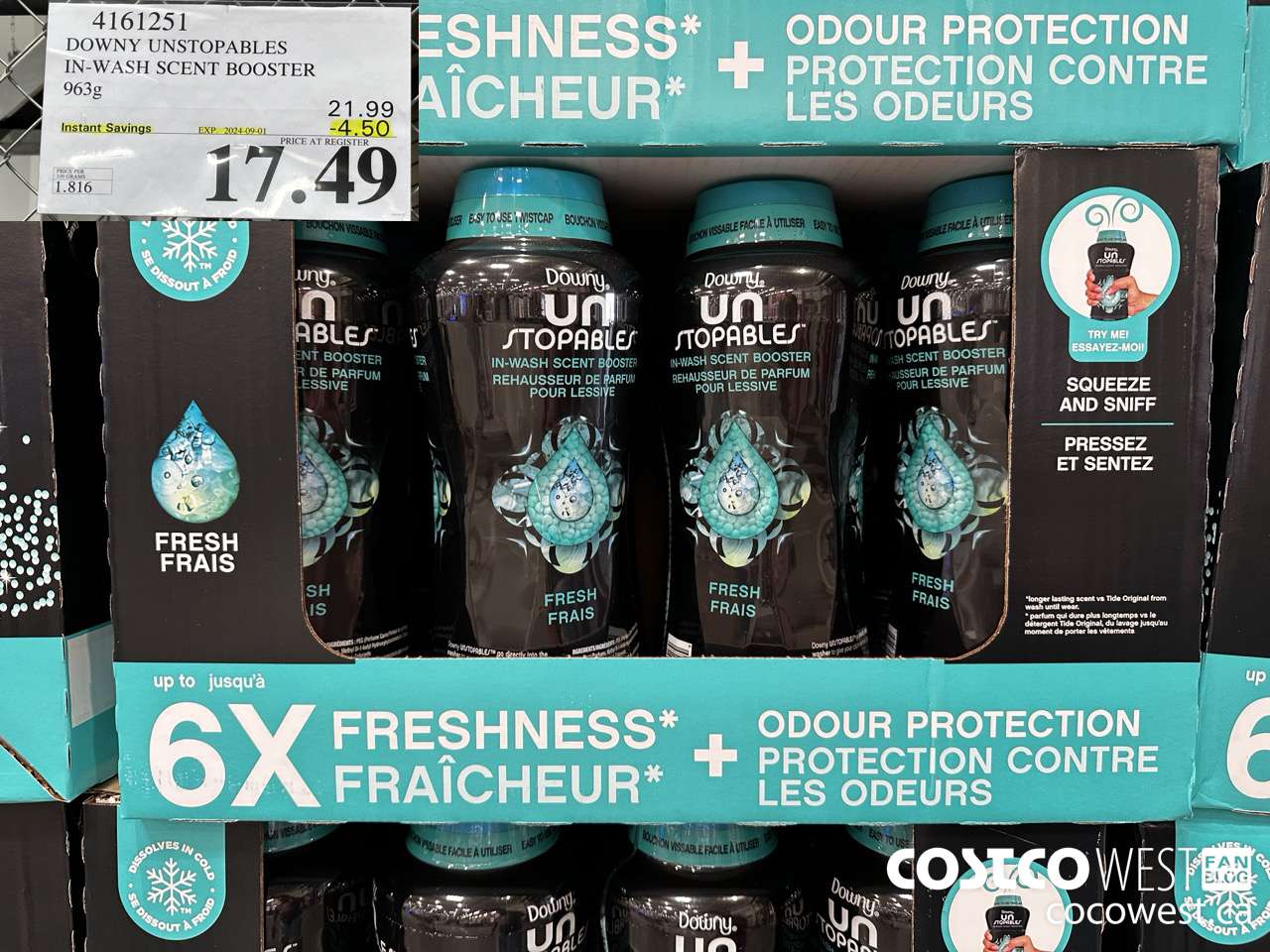 4161251 DOWNY UNSTOPABLES IN-WASH SCENT BOOSTER 963G ($4.50 INSTANT SAVINGS EXPIRES ON 2024-09-01) $17.49