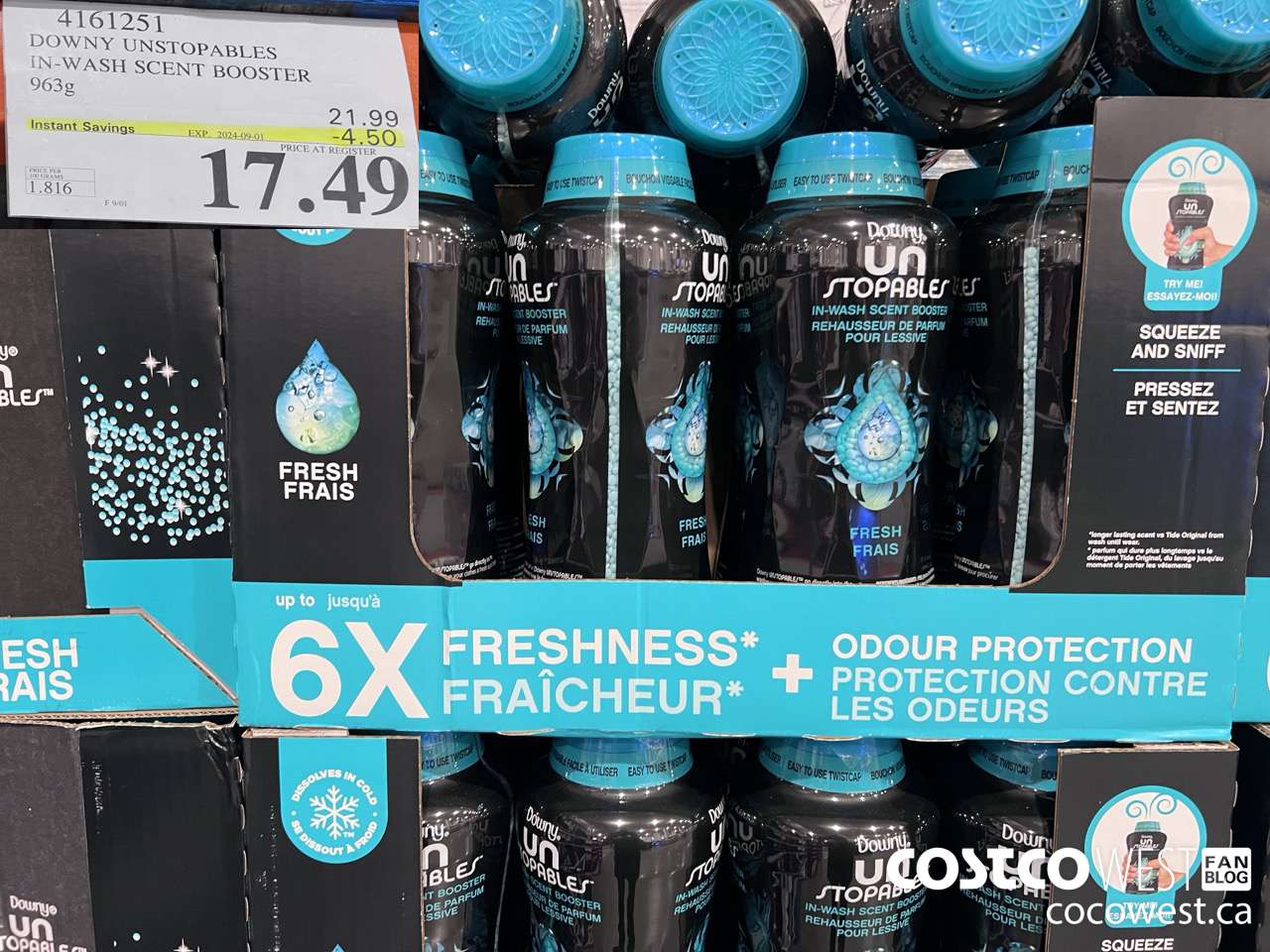 4161251 DOWNY UNSTOPABLES IN-WASH SCENT BOOSTER 963G ($4.50 INSTANT SAVINGS EXPIRES ON 2024-09-01) $17.49